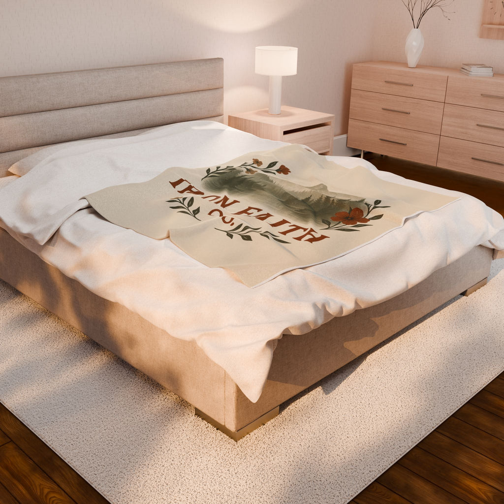 Mountain Floral Velveteen Blanket — Iron Faith Co. Cozy Rustic Cabin Throw