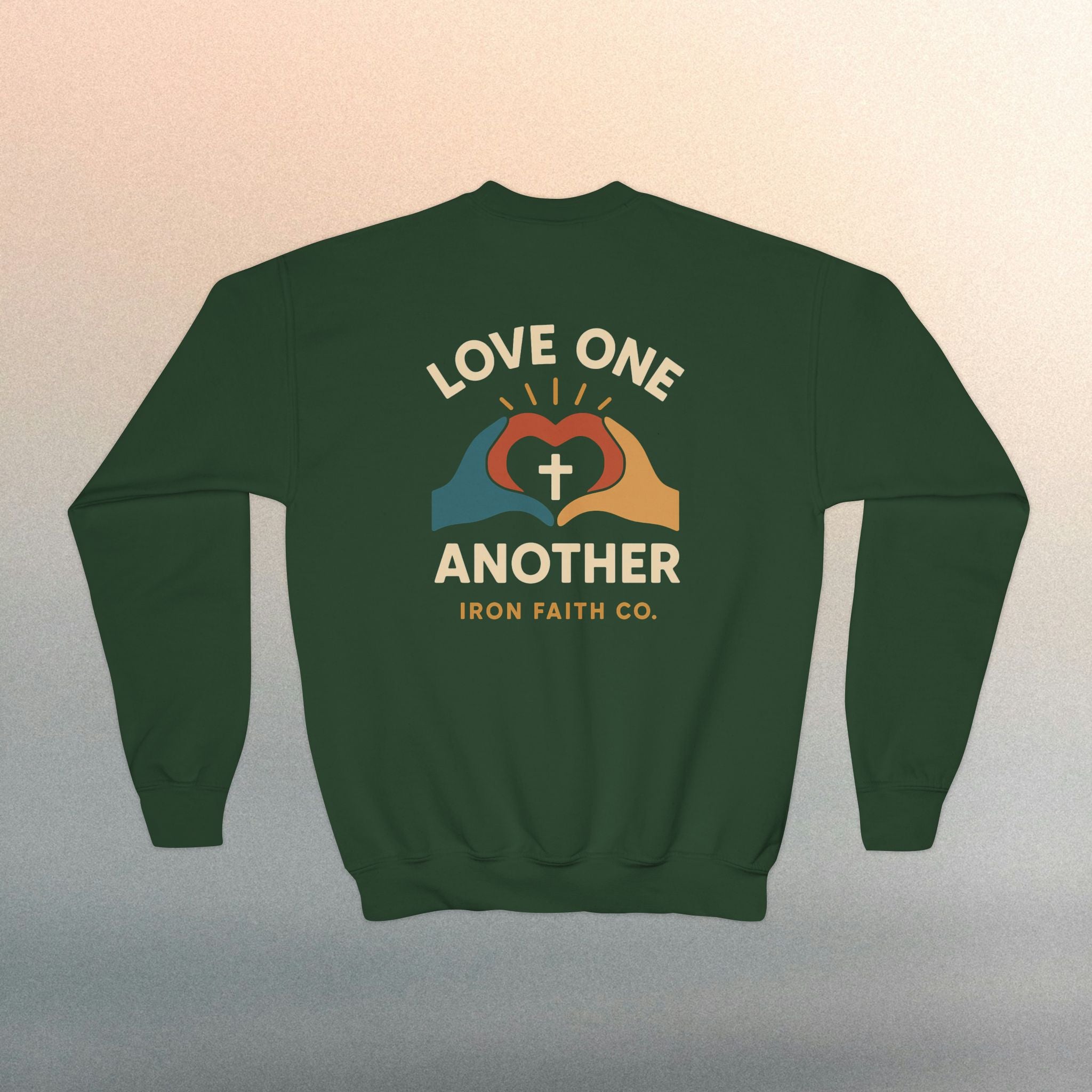 Love One Another Youth Crewneck Sweatshirt — Christian Faith Graphic