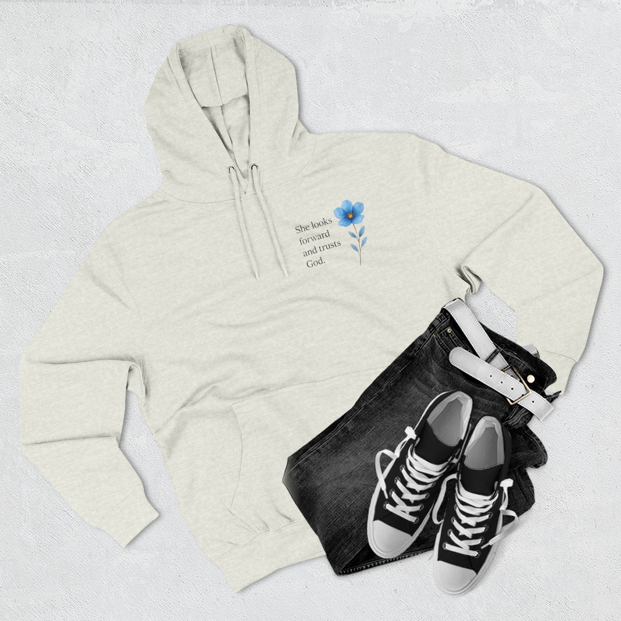 "She Looks Back and Thanks God" Comfort Pullover - IronFaithCo.