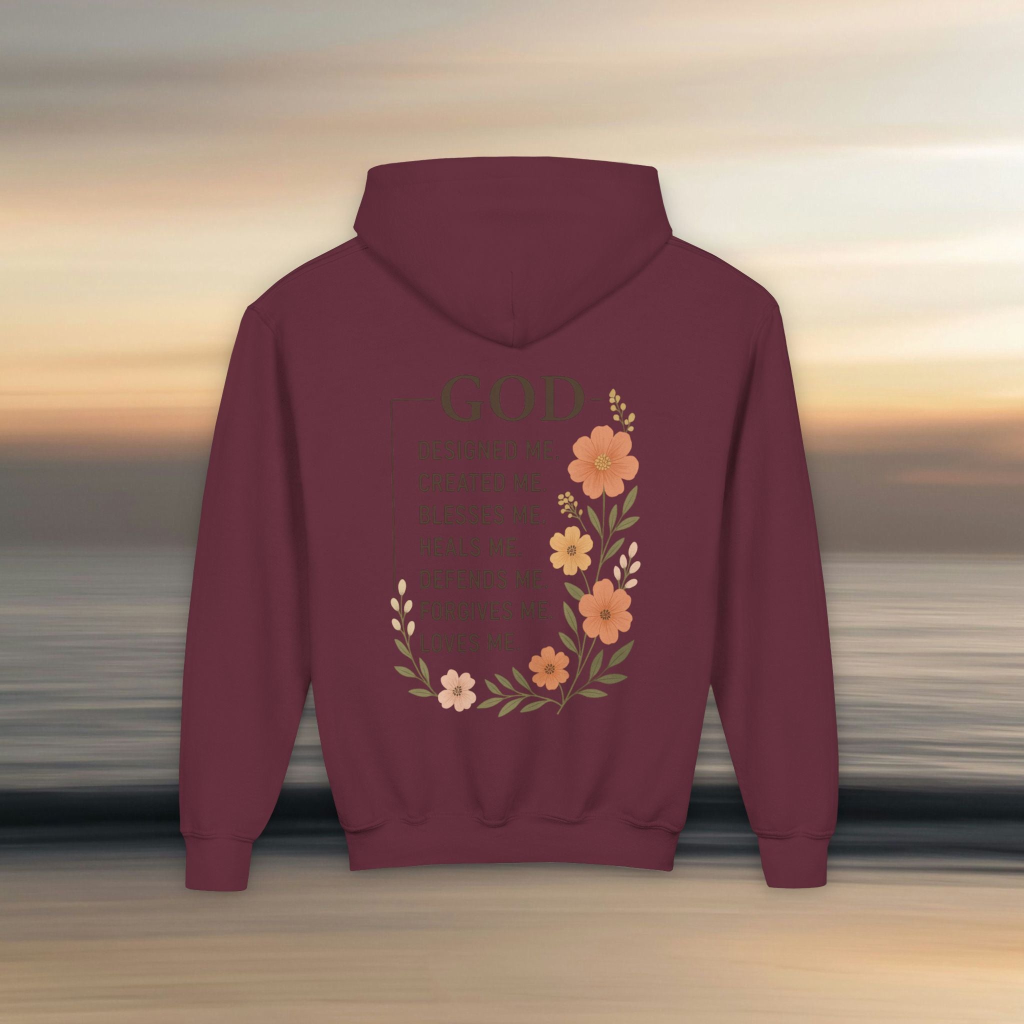 Iron Faith Co. | Gods creation | Girls Youth Heavy Blend Hooded Sweatshirt