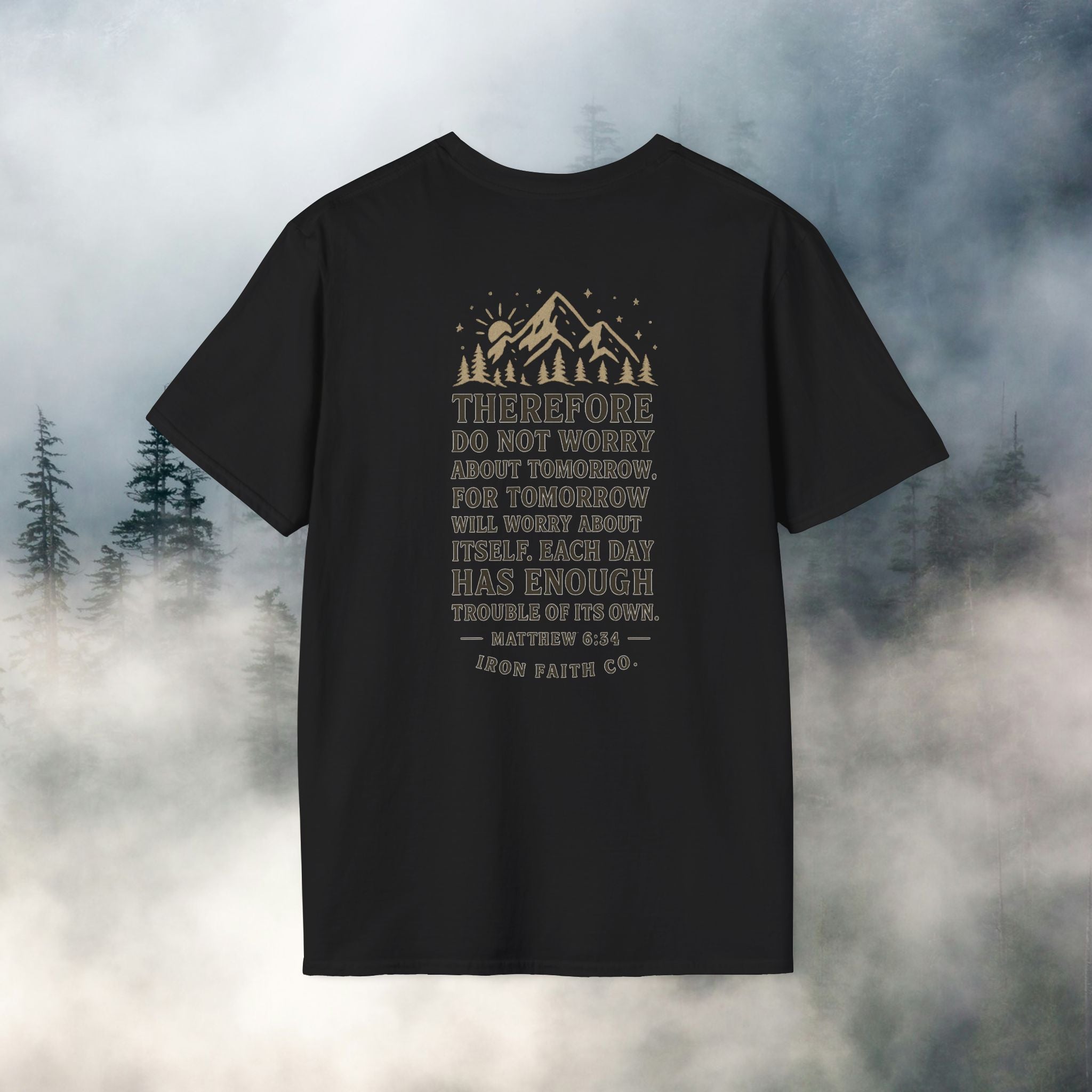 Iron Faith co | Matthew 6:34 T-shirt