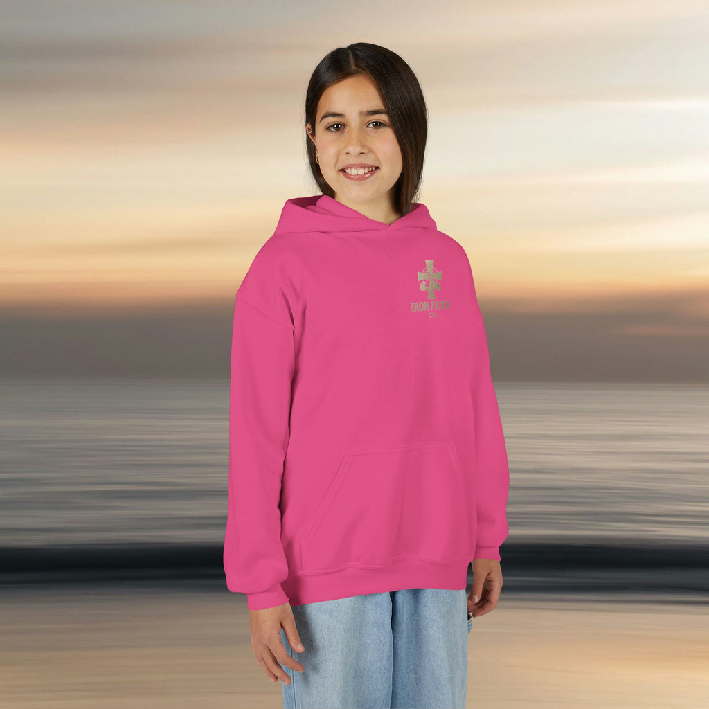Iron Faith Co. | Gods creation | Girls Youth Heavy Blend Hooded Sweatshirt