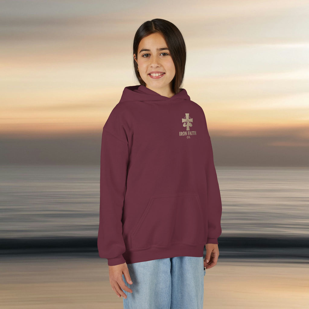 Iron Faith Co. | Gods creation | Girls Youth Heavy Blend Hooded Sweatshirt