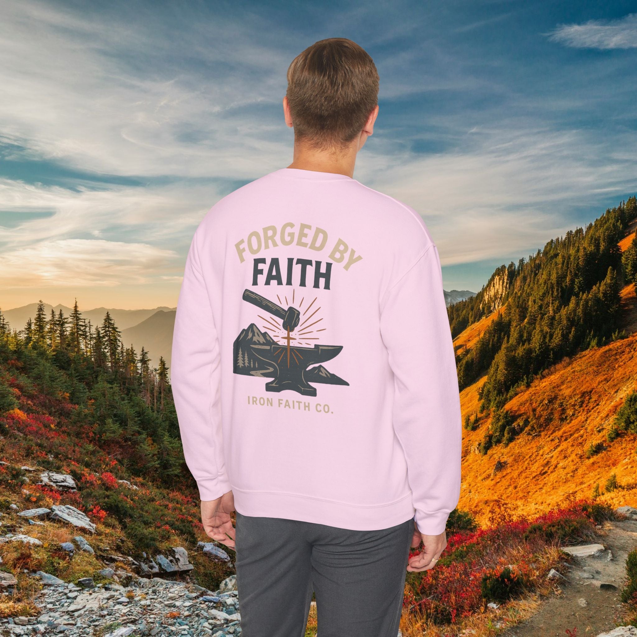 Be strong and courageous Joshua 1:9 | forged by Faith | Iron Faith Co. | Crewneck Sweatshirt