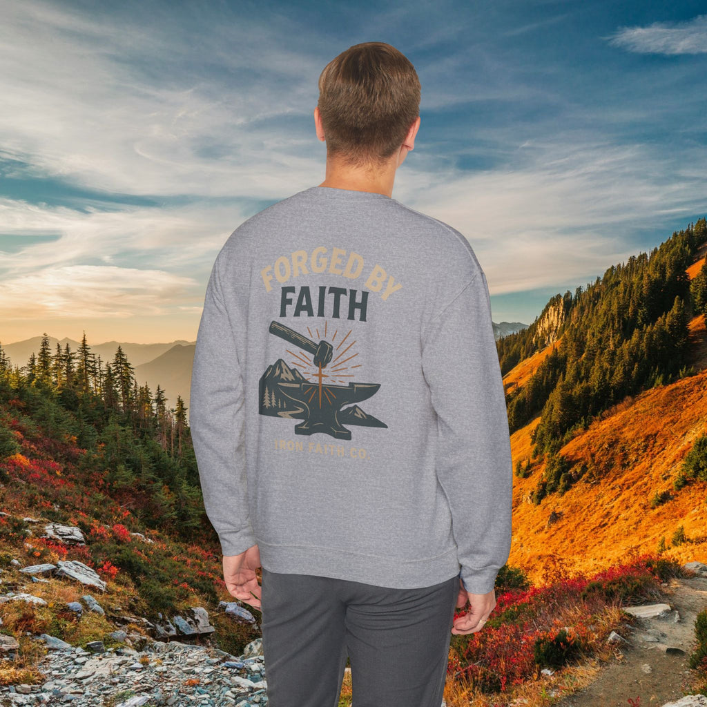 Be strong and courageous Joshua 1:9 | forged by Faith | Iron Faith Co. | Crewneck Sweatshirt