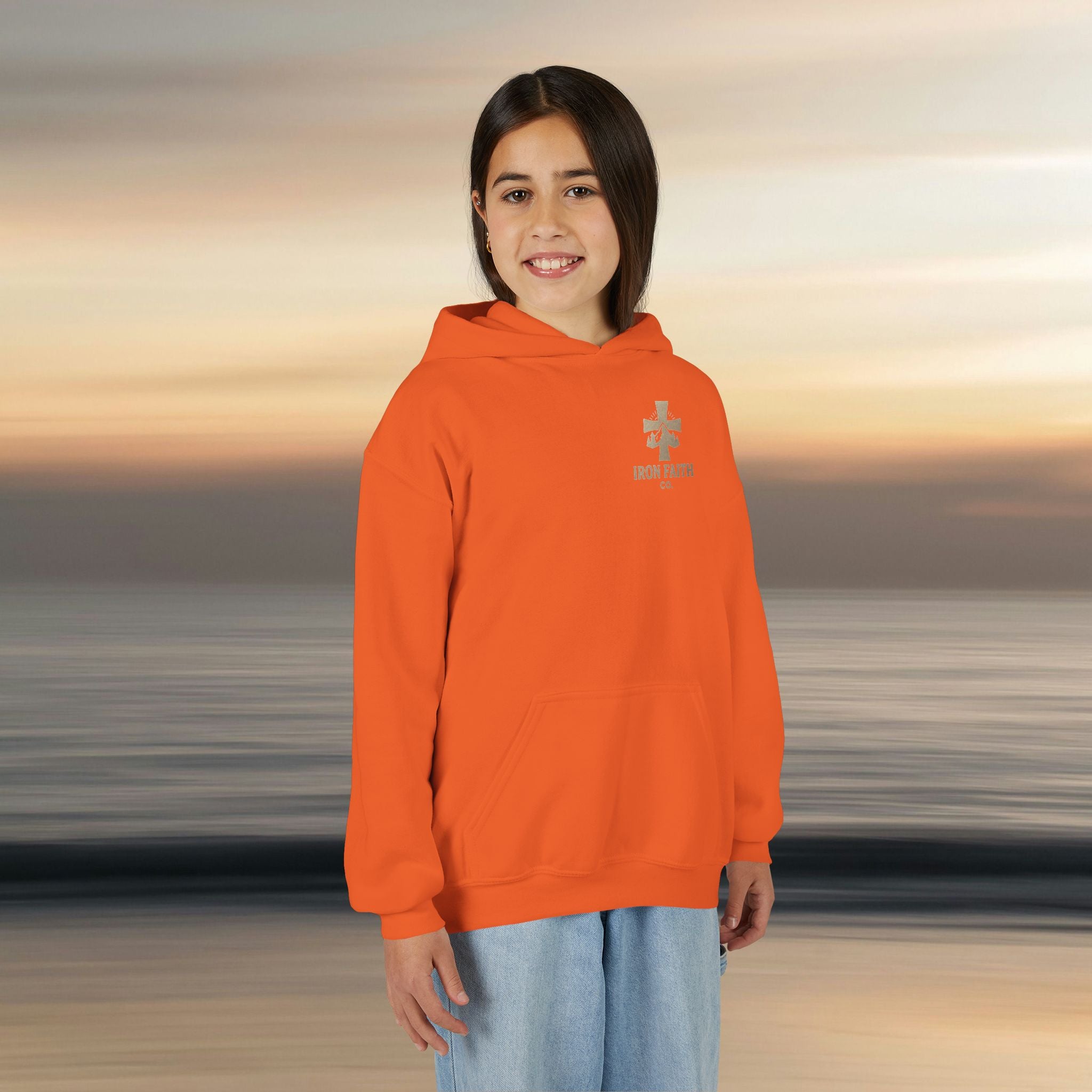 Iron Faith Co. | Gods creation | Girls Youth Heavy Blend Hooded Sweatshirt