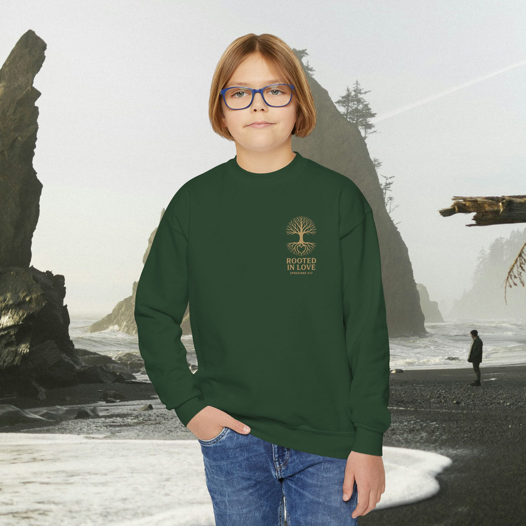 Love One Another Youth Crewneck Sweatshirt — Christian Faith Graphic