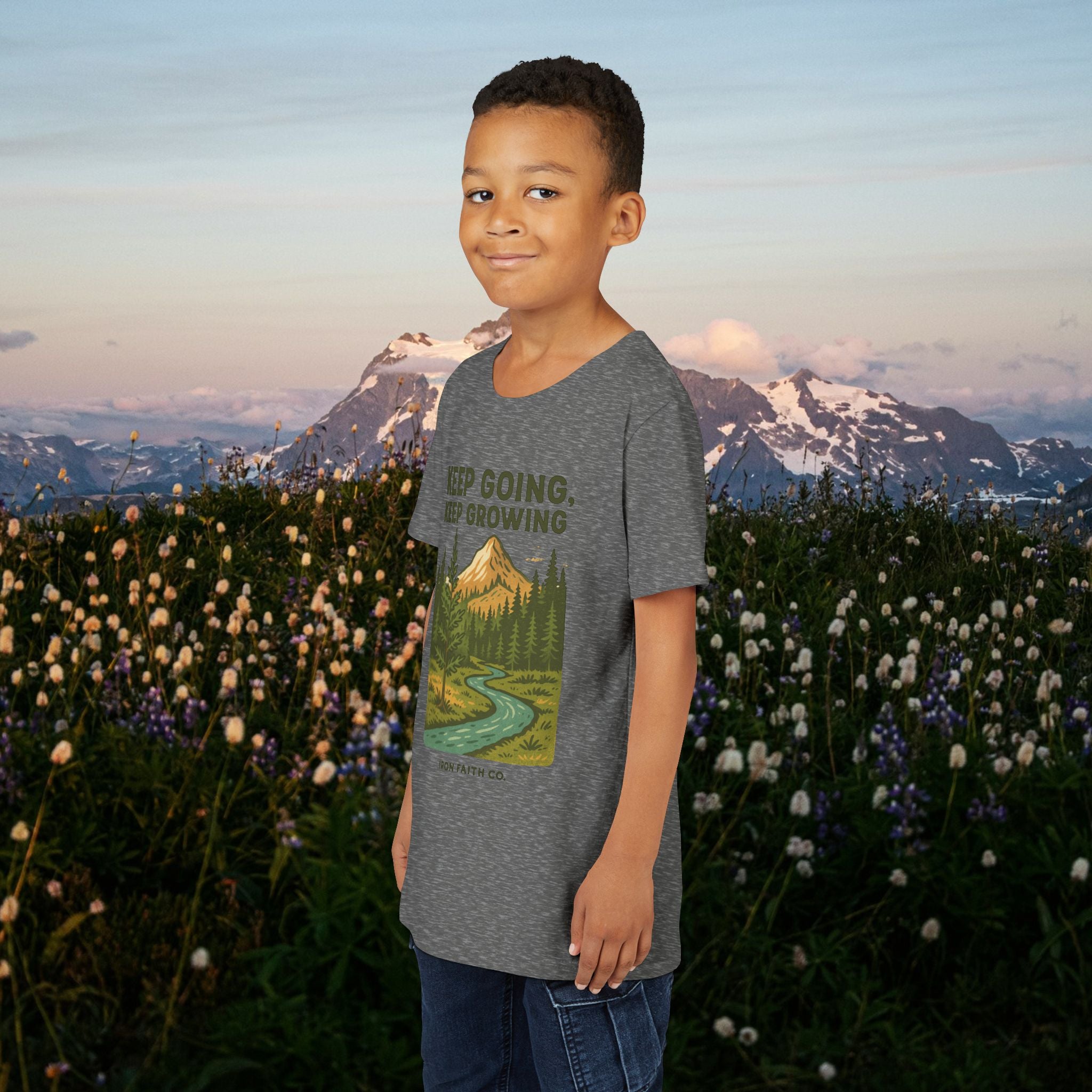 Keep going keep growing | Iron Faith Co. | Youth Short Sleeve Tee
