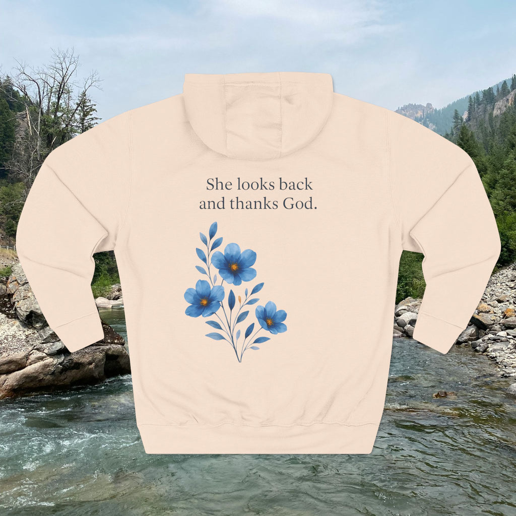 "She Looks Back and Thanks God" Comfort Pullover - IronFaithCo.