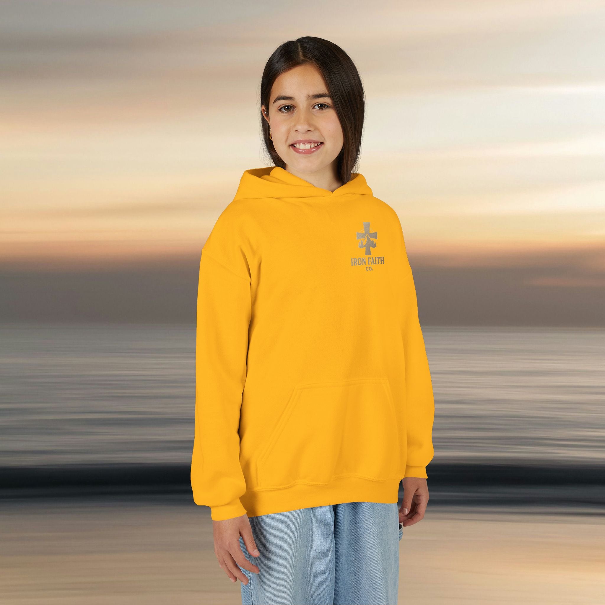Iron Faith Co. | Gods creation | Girls Youth Heavy Blend Hooded Sweatshirt