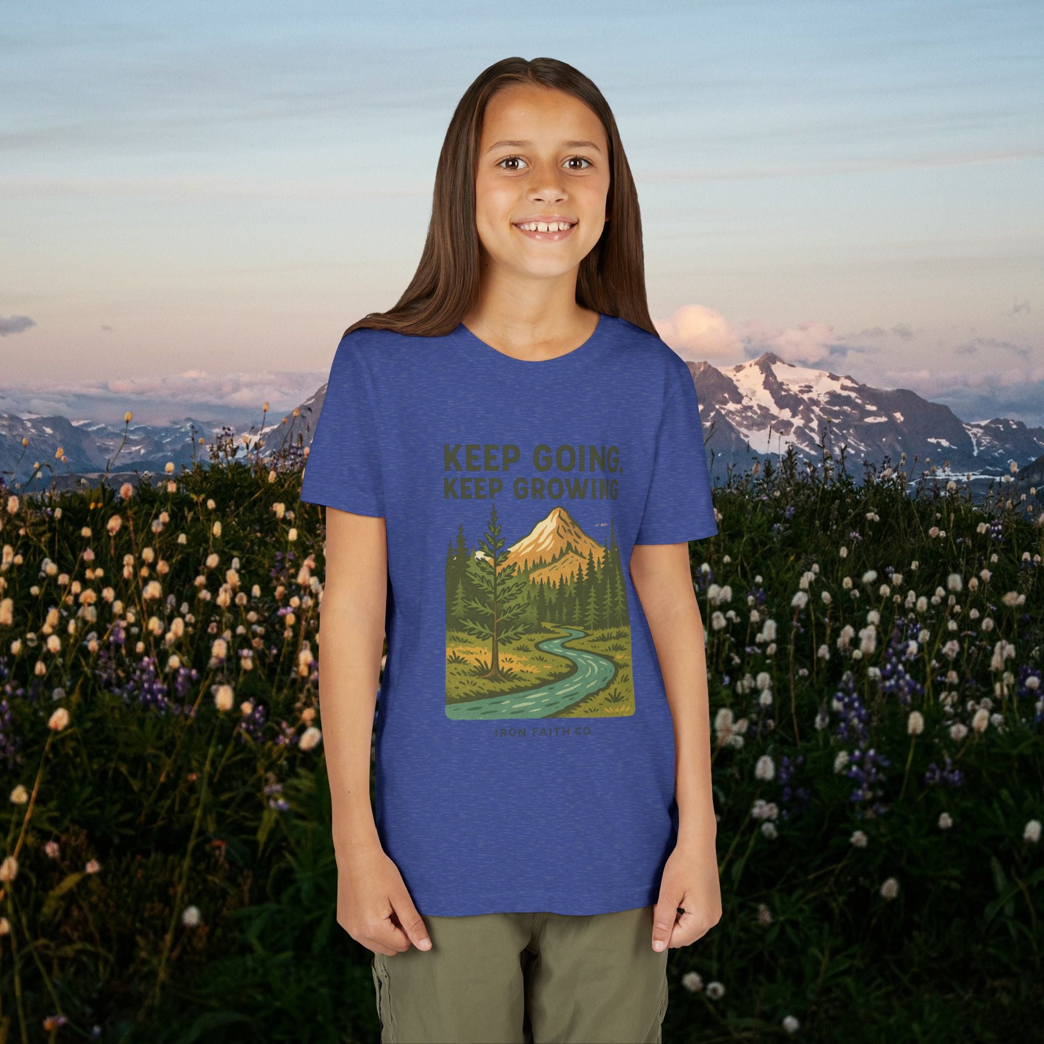 Keep going keep growing | Iron Faith Co. | Youth Short Sleeve Tee