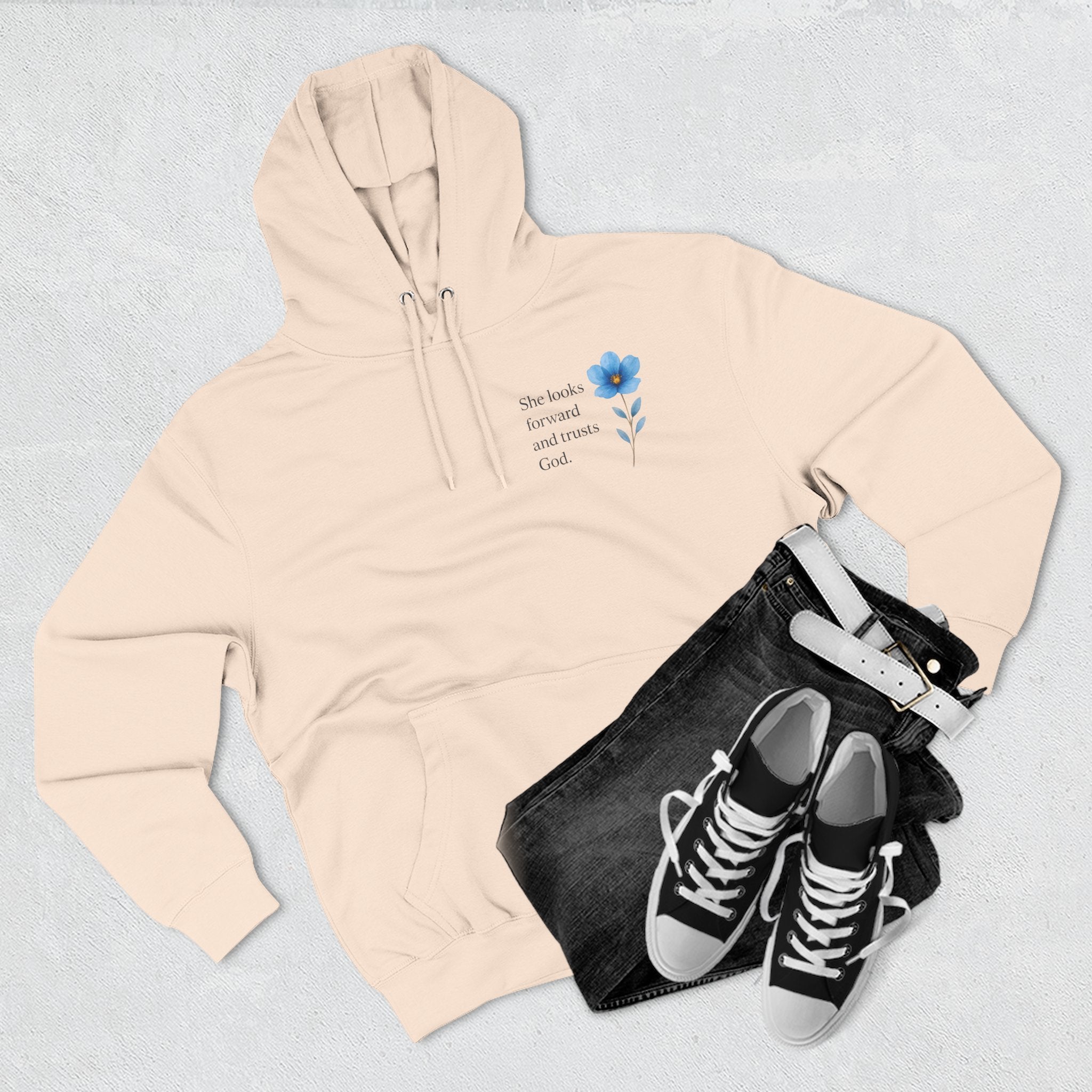 "She Looks Back and Thanks God" Comfort Pullover - IronFaithCo.