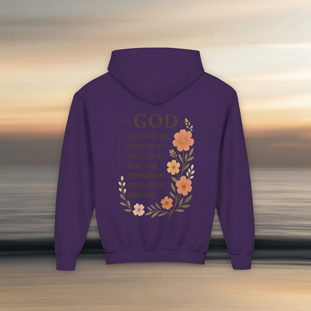 Iron Faith Co. | Gods creation | Girls Youth Heavy Blend Hooded Sweatshirt