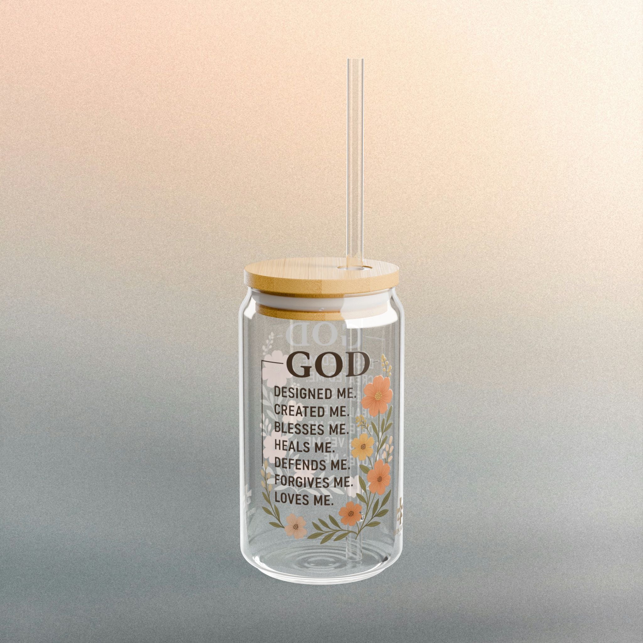 Gods Creation | Iron Faith Co. | Floral Sipper Glass, 16oz