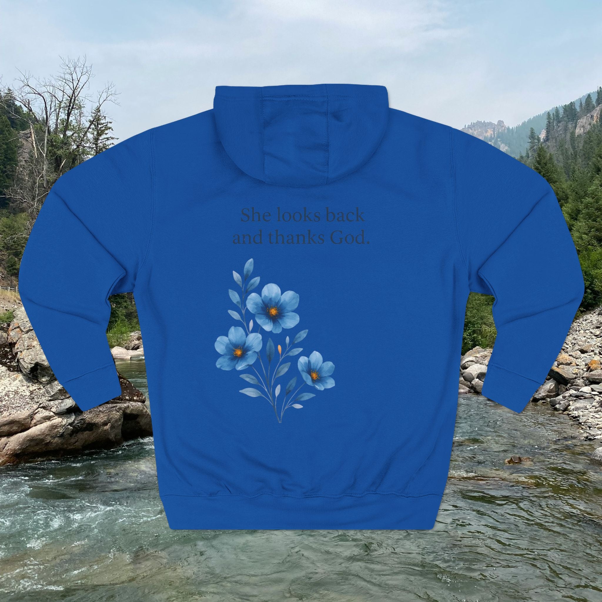"She Looks Back and Thanks God" Comfort Pullover - IronFaithCo.