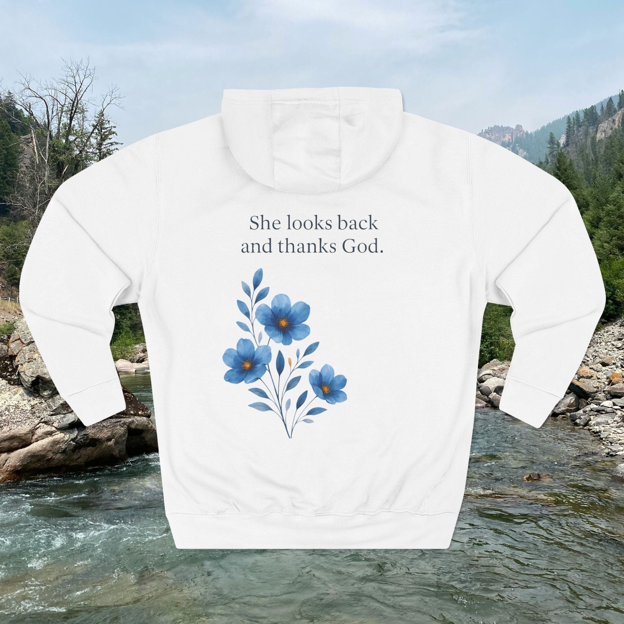 "She Looks Back and Thanks God" Comfort Pullover - IronFaithCo.