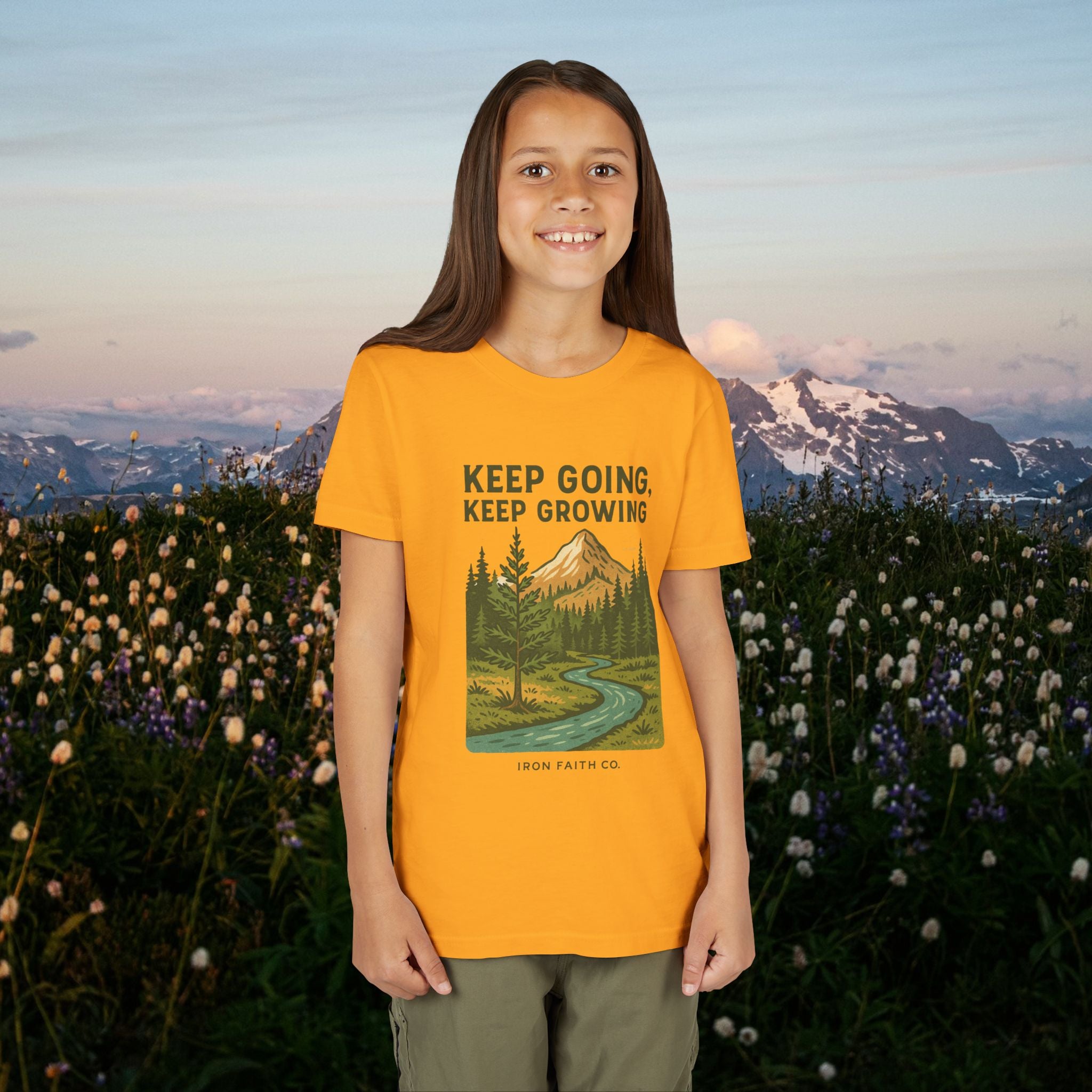 Keep going keep growing | Iron Faith Co. | Youth Short Sleeve Tee