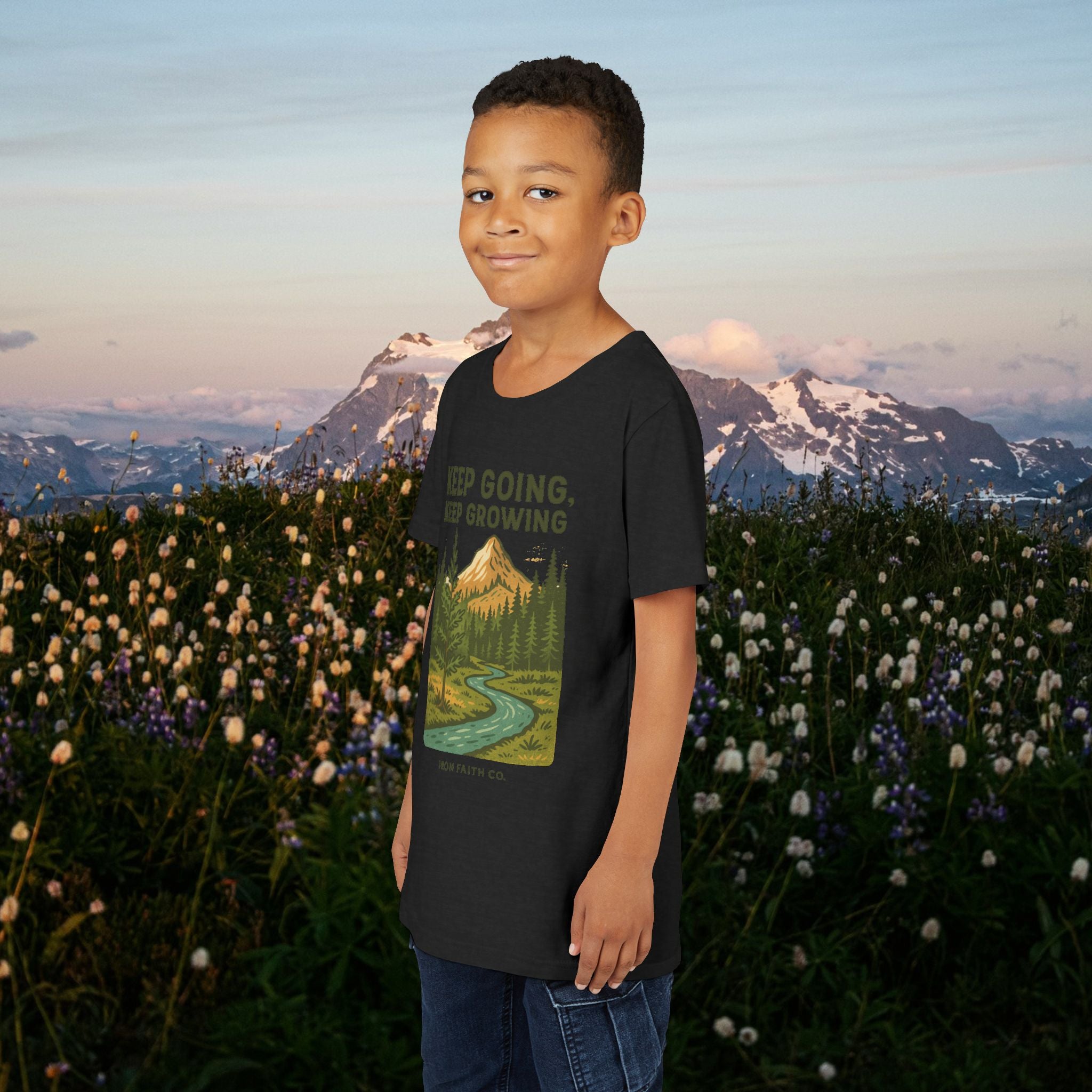 Keep going keep growing | Iron Faith Co. | Youth Short Sleeve Tee