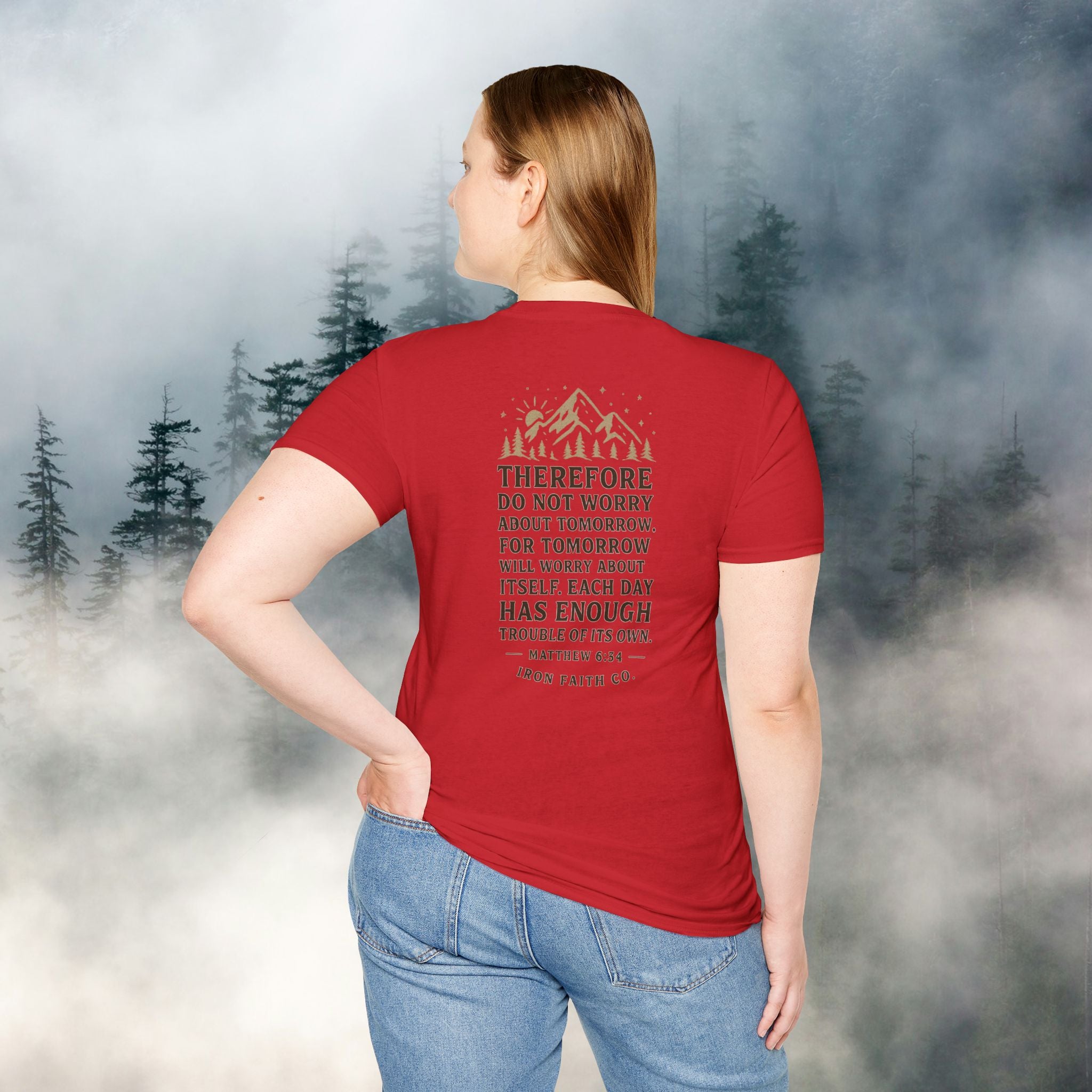 Iron Faith co | Matthew 6:34 T-shirt