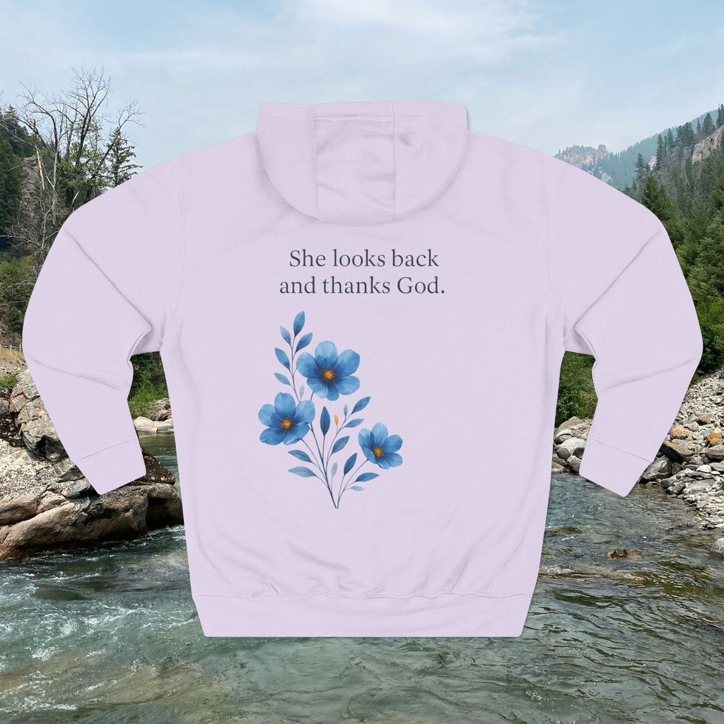 "She Looks Back and Thanks God" Comfort Pullover - IronFaithCo.