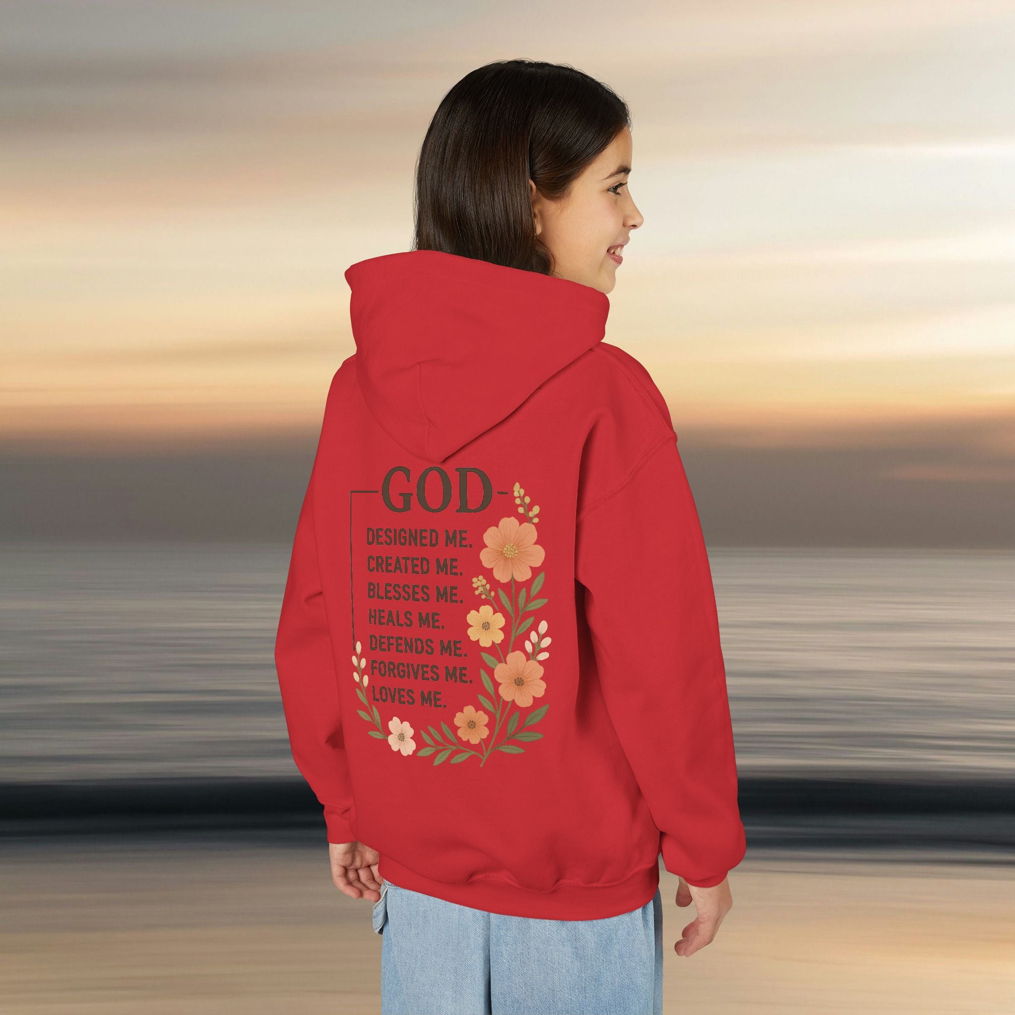 Iron Faith Co. | Gods creation | Girls Youth Heavy Blend Hooded Sweatshirt