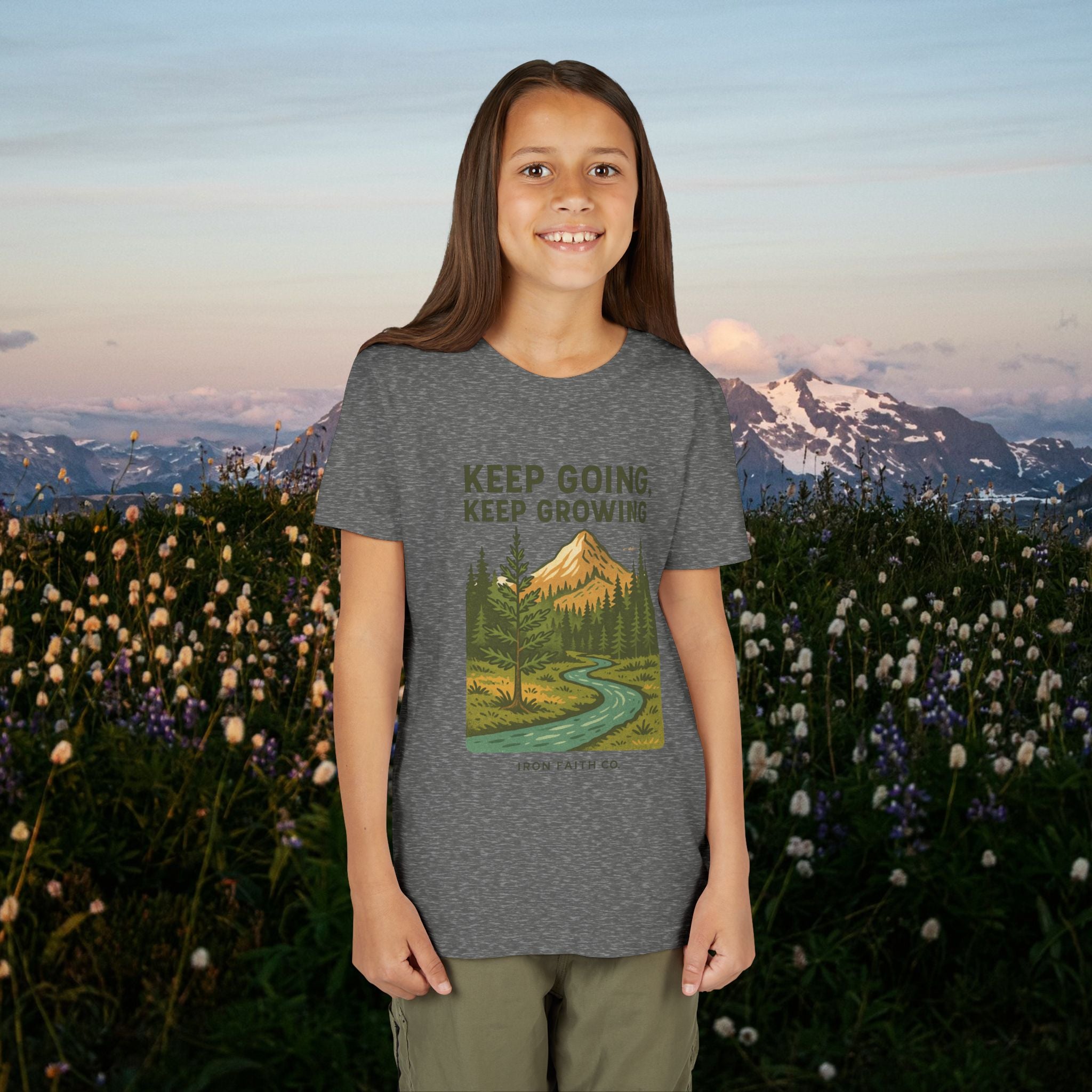 Keep going keep growing | Iron Faith Co. | Youth Short Sleeve Tee