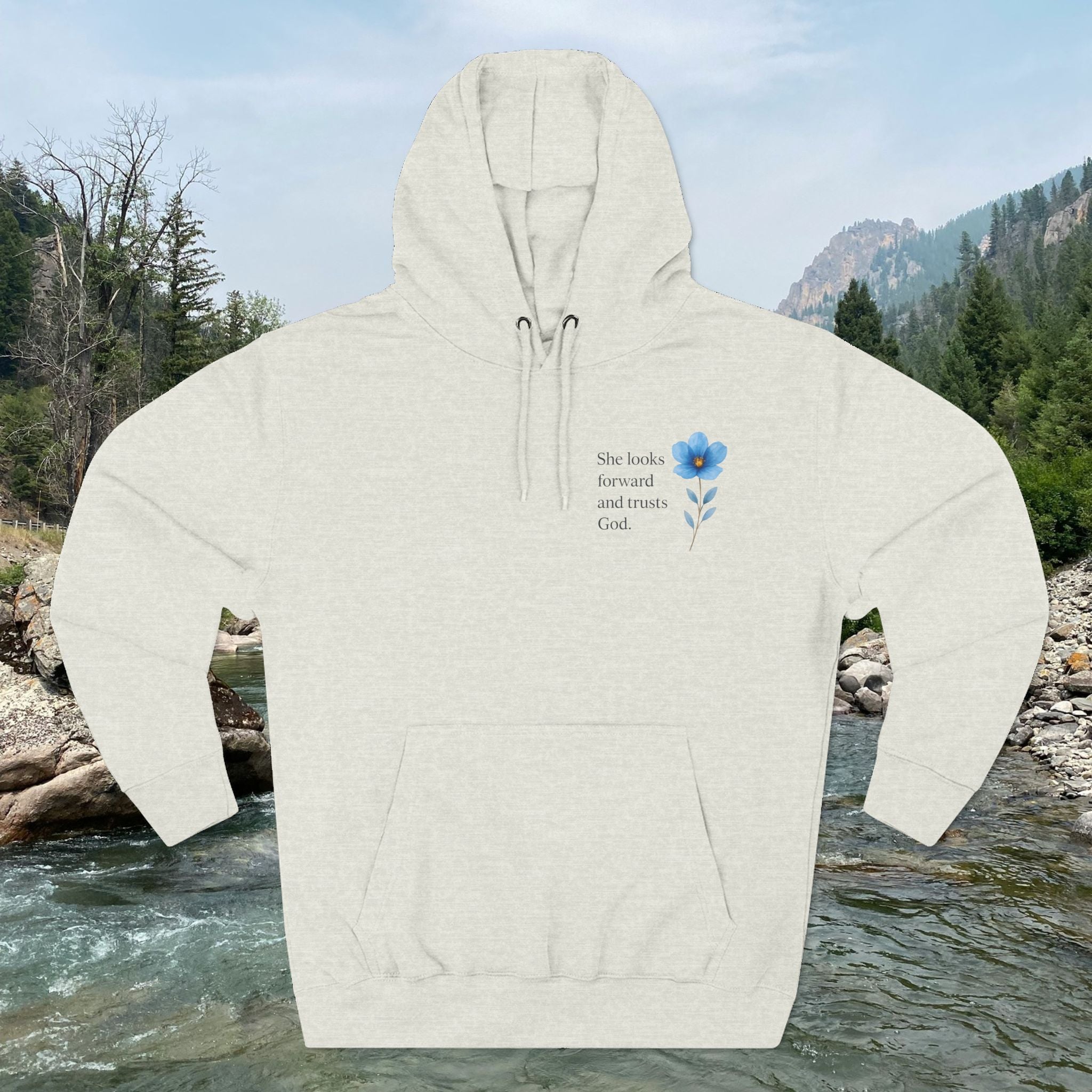 "She Looks Back and Thanks God" Comfort Pullover - IronFaithCo.