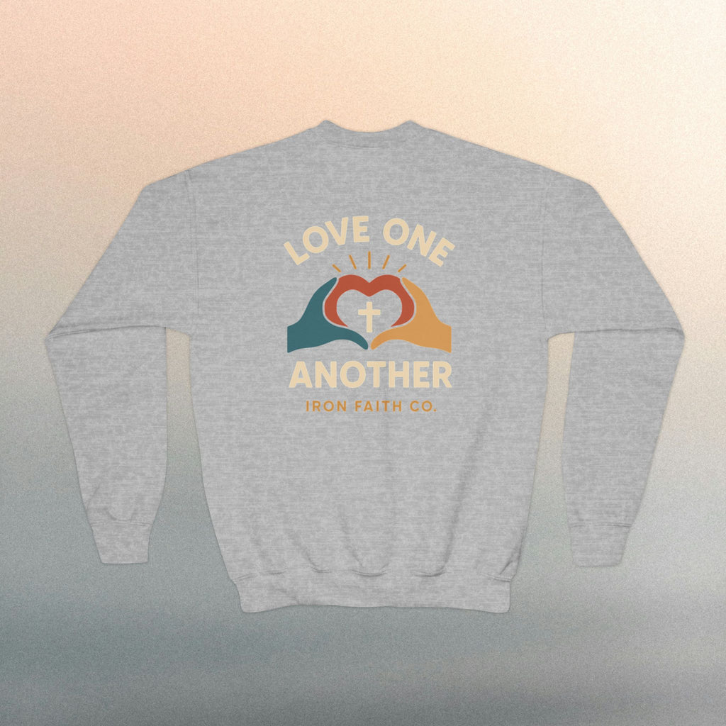 Love One Another Youth Crewneck Sweatshirt — Christian Faith Graphic