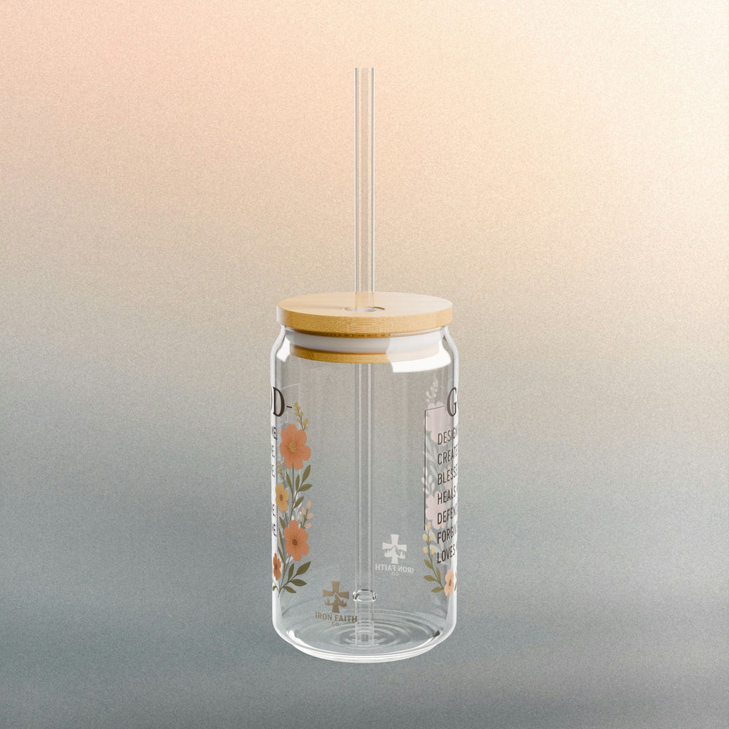 Gods Creation | Iron Faith Co. | Floral Sipper Glass, 16oz