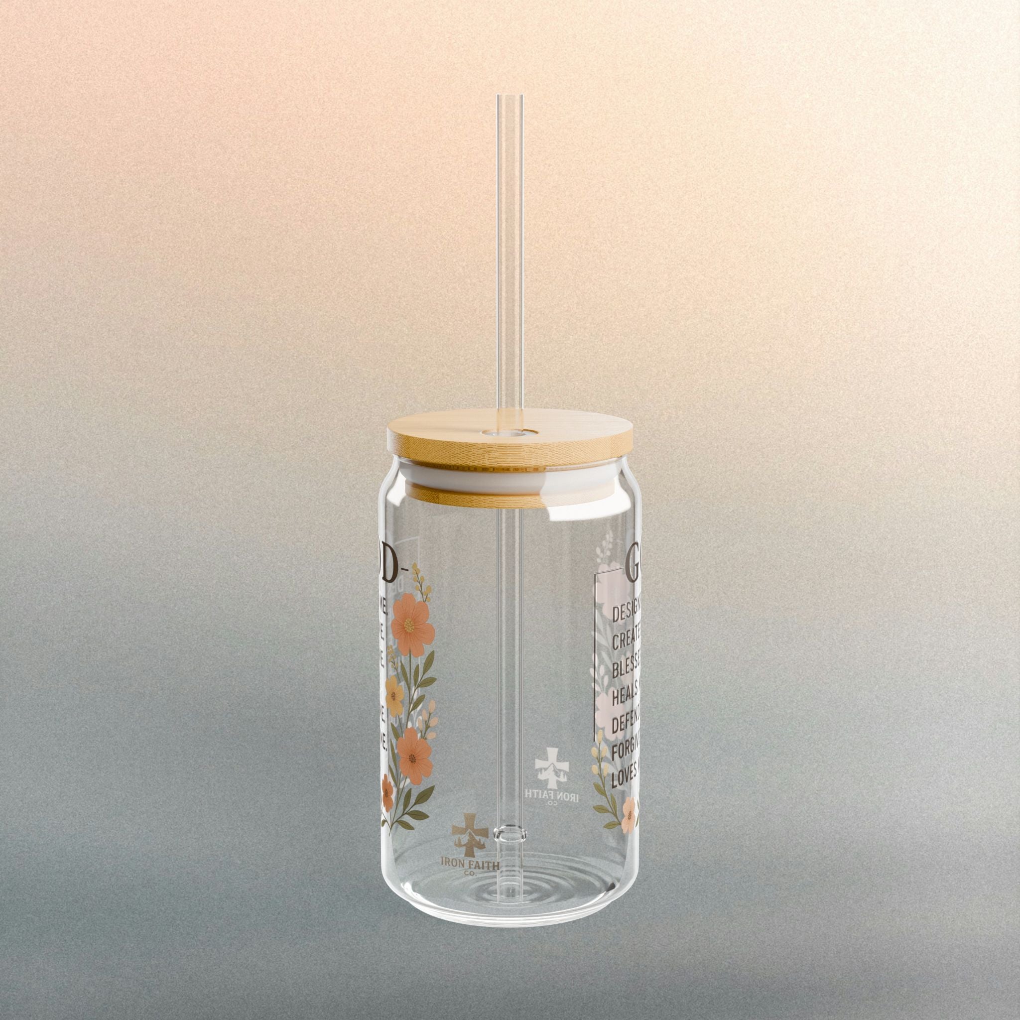 Gods Creation | Iron Faith Co. | Floral Sipper Glass, 16oz